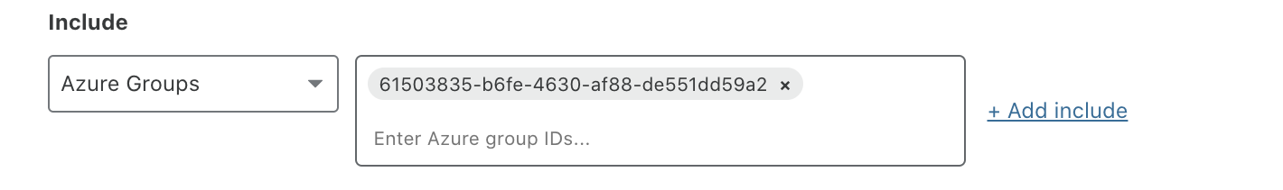 Entering an Azure group ID on the Zero Trust dashboard