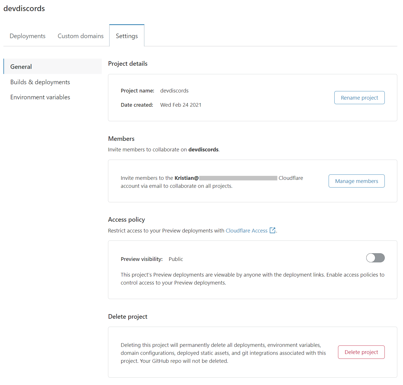 Configuring your Pages project settings in the Cloudflare dashboard